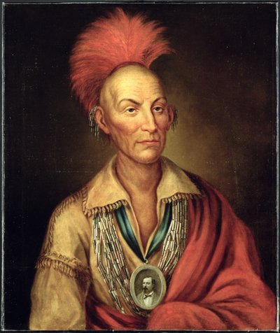Porträtt av Black Hawk (1767-1838) av Homer Henderson ca 1870 av Charles Bird after King