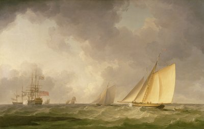 Cutter Close Hauled in a Frish Breeze, with Other Shipping, c.1750 av Charles Brooking