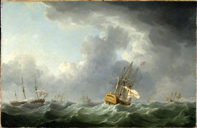 Engelska fartyg som springer före en storm av Charles Brooking