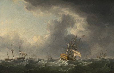 Engelska fartyg som springer före en kuling av Charles Brooking