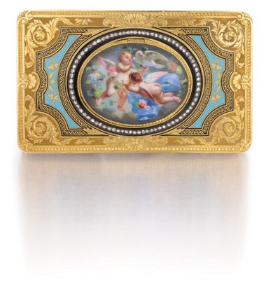 Sångfågellåda, ca 1840 (guld, diamanter och emalj) av Charles Bruguier