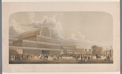 Utsikt över Crystal Palace Transept (vy utifrån) av industripalatset, från Prince of Wales Gate (titel på objektet) av Charles Burton