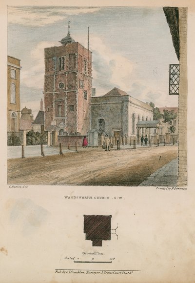 Sydvästlig utsikt över Wandsworth Church av Charles Burton