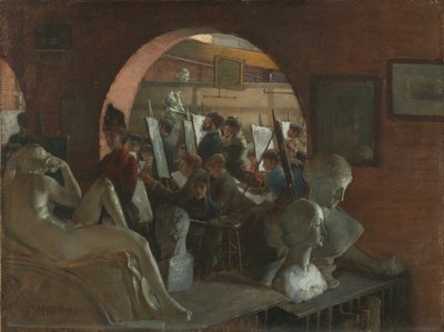 En alkov i konststudenternas förbund, 1888. av Charles C. Curran