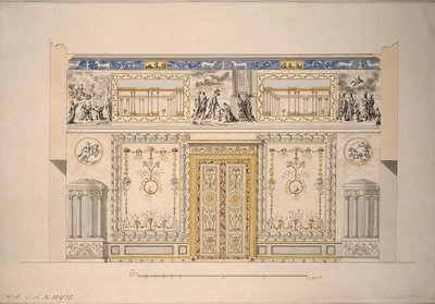 Design för Lyons Hall Gula salongen i det stora palatset i Tsarskoye Selo, tidigt 1780-tal av Charles Cameron