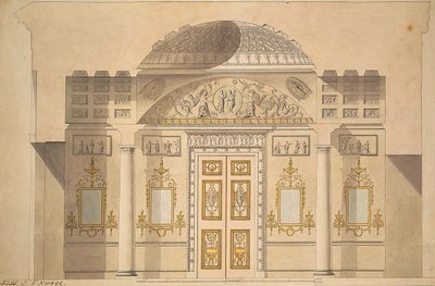 Förhöjning av spegelväggen i Jaspisstudien av Agatpaviljongen vid Tsarskoye Selo av Charles Cameron