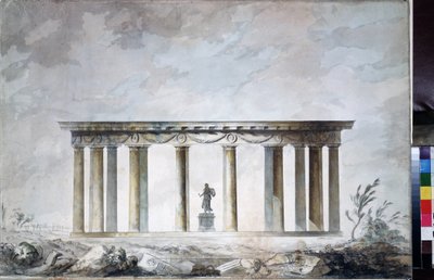 Skiss av parkpaviljongen i Tsarskoye Selo (Sankt Petersburg) (Skiss över parkpaviljongen i Tsarkoye Selo). Teckning av Charles Cameron (cirka 1730 av Charles Cameron