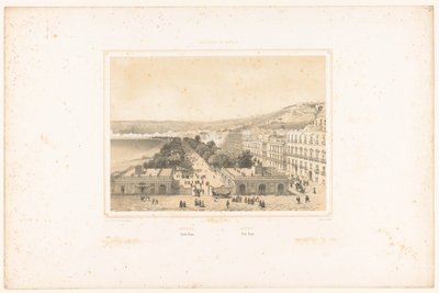 Utsikt över Villa Poggio Reale med trädavenue i Neapel Neapel. Jardin Royal / Neapel. Villa Reale (titel på objekt) Faces of the Kingdom of Neapel (serietitel) Royaume de Naples (serietitel på objekt) av Charles Claude Bachelier