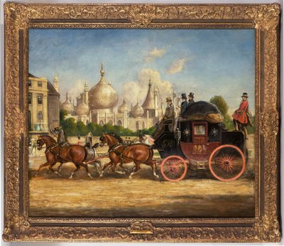 London-Brighton postbuss framför Royal Pavilion, Brighton av Charles Cooper Henderson