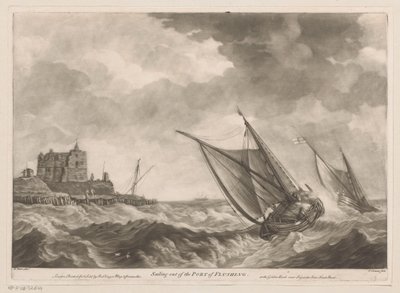 Segelbåtar avgår från hamnen i Vlissingen Segling ut ur hamnen i Flushing (titel på objekt) av Charles Corbutt