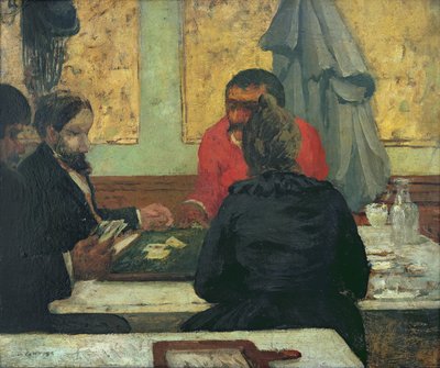 Kortspelare, 1883 (olja på kort) av Charles Cottet