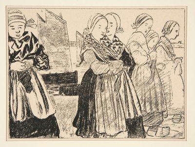 Breton Girls, eller Breton Girls on the Quay, i #36 av La Revue Blanche, oktober 1894 av Charles Cottet