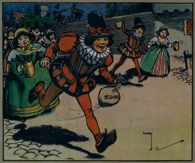 Flickor och pojkar kommer ut för att leka (färg litho) av Charles Crombie
