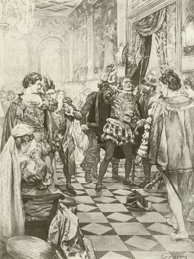 Rigoletto, akt I scen i (gravyr) av Charles D. Graves