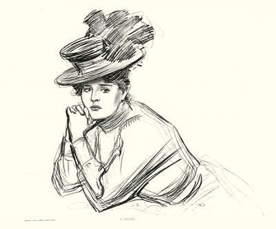 En studie (litografi) av Charles Dana Gibson
