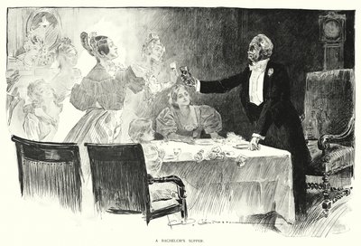 En ungkarlsmiddag (litho) av Charles Dana Gibson