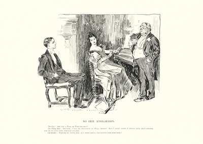 Inga gratis stipendier (litho) av Charles Dana Gibson
