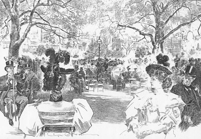 Söndag eftermiddag nära Stanhope Gate, ca 1897 (litho) av Charles Dana Gibson