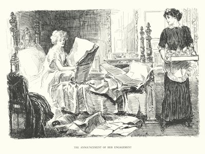 Tillkännagivandet av hennes förlovning (litografi) av Charles Dana Gibson