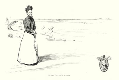 Flickan som älskade en sjöman (litografi) av Charles Dana Gibson
