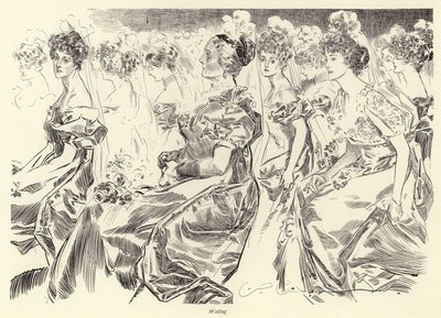 Väntar på en salong av Charles Dana Gibson
