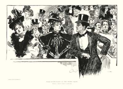 Vild entusiasm vid hästshowen (litografi) av Charles Dana Gibson