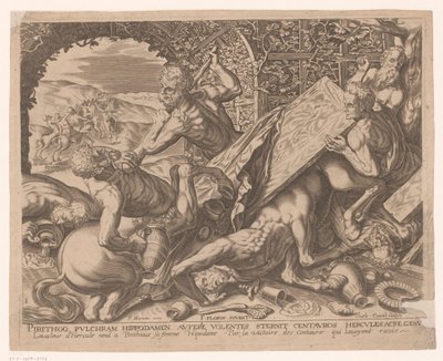 Herkules dödar kentauren Eurytion Labours of Hercules efter Frans Floris (serietitel) av Charles David