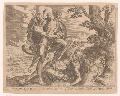 Hercules brottas med Antaeus Labours of Hercules efter Frans Floris (serietitel) av Charles David