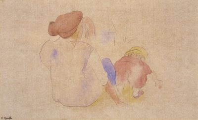 (Kvinna med barn i röd kostym) av Charles Demuth