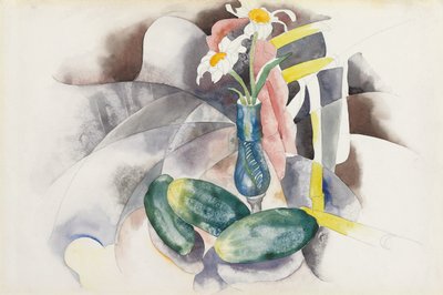 Blommor och gurkor, ca 1924 (akvarell och penna på papper) av Charles Demuth