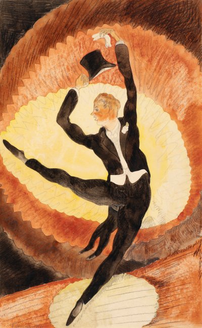 In Vaudeville: Akrobatisk manlig dansare med hög hatt av Charles Demuth