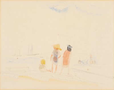 Två kvinnor och barn på stranden av Charles Demuth