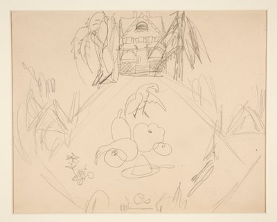 Untitled [duvor, frukter, grönsaker, hus, skrivna anteckningar] av Charles Demuth