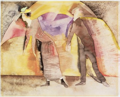 Vaudeville - Kvinna och man på scen, 1917 (wc på papper) av Charles Demuth