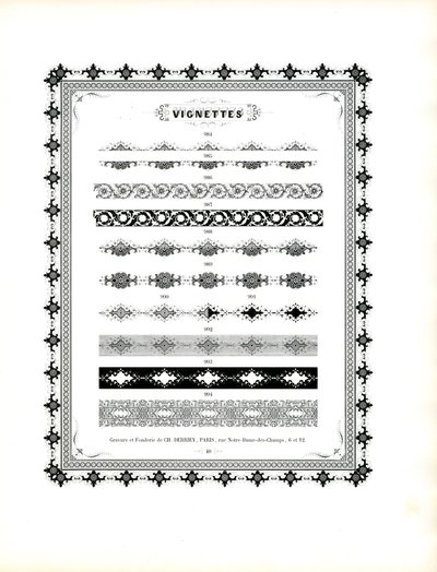 Blommiga dekorativa band och ornamentala bårder (tryck) av Charles Derriey