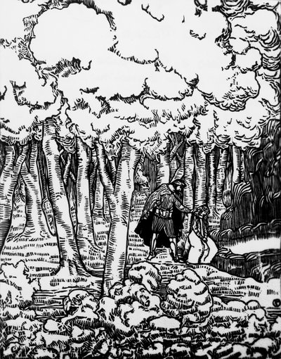 Träsnitt av Charles Doudelet (1861-1938) för Pelleas och Melisande av Maurice Maeterlinck (1862-1949), utgiven av Claudio Argentieri, Spoleto, Italien av Charles Doudelet