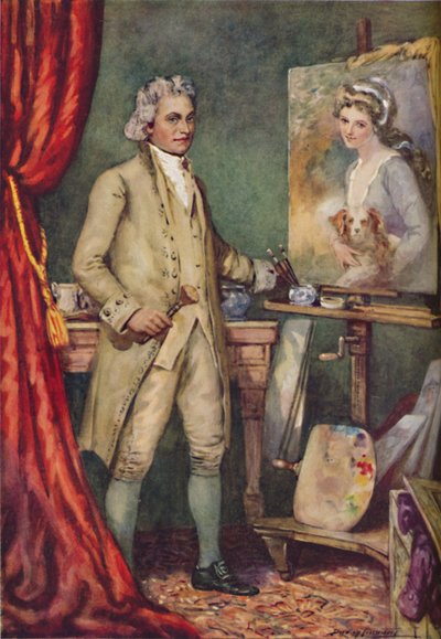 George Romney - På jobbet på en bild av sin favoritmodell, c1925 av Charles Dudley Tennant