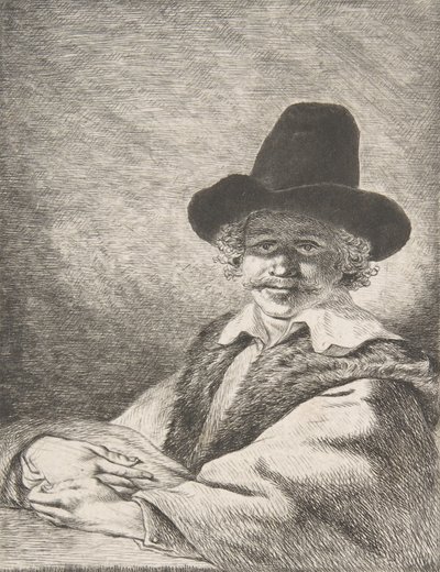 Porträtt av sittande man i hatt, 1782. av Charles Echard