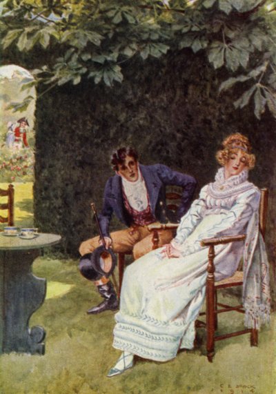 Illustration för The Amateur Gentleman av Jeffery Farnol (litho i färg) av Charles Edmund (after) Brock
