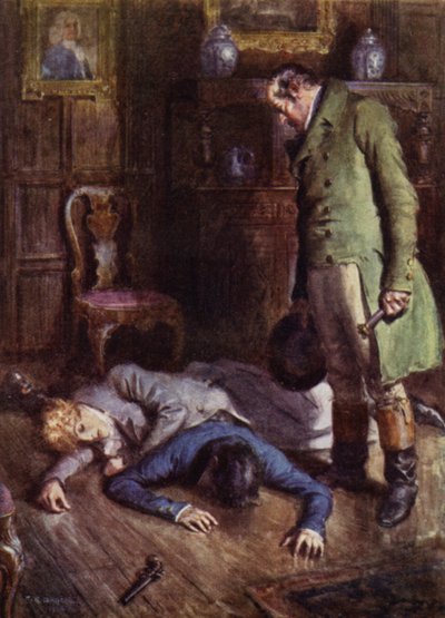 Illustration för The Amateur Gentleman av Jeffery Farnol (litho i färg) av Charles Edmund (after) Brock