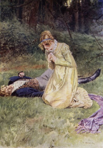 Illustration för The Amateur Gentleman av Jeffery Farnol (litho i färg) av Charles Edmund (after) Brock