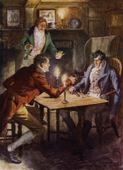 Illustration för The Amateur Gentleman av Jeffery Farnol (litho i färg) av Charles Edmund (after) Brock