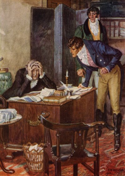 Illustration för The Amateur Gentleman av Jeffery Farnol (litho i färg) av Charles Edmund (after) Brock