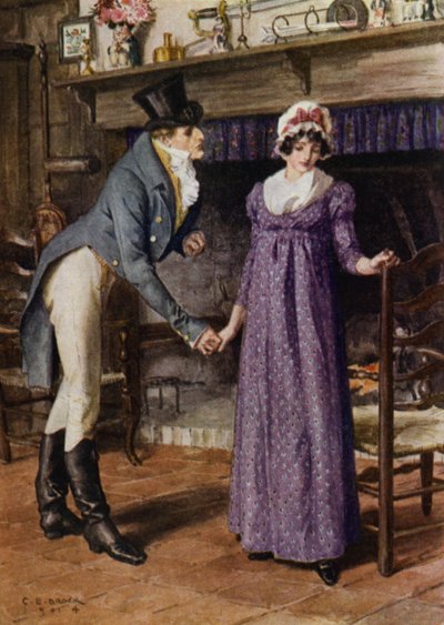 Illustration för The Amateur Gentleman av Jeffery Farnol (litho i färg) av Charles Edmund (after) Brock