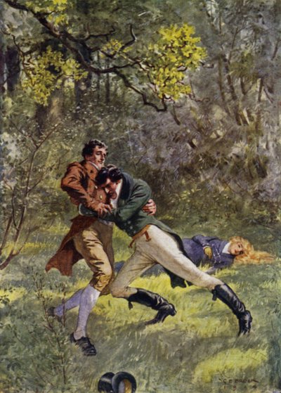 Illustration för The Amateur Gentleman av Jeffery Farnol (litho i färg) av Charles Edmund (after) Brock