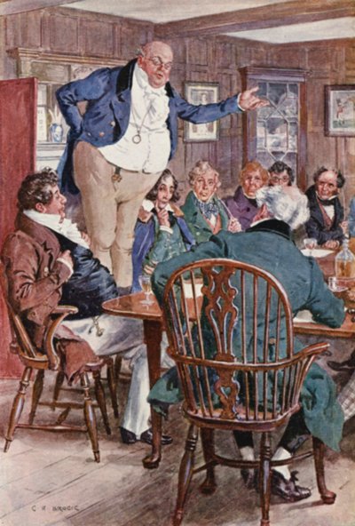 Illustration till The Pickwick Papers av Charles Dickens (färglitografi) av Charles Edmund (after) Brock