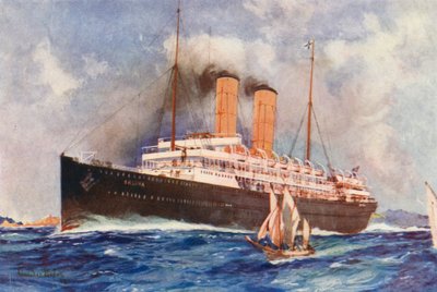 Orient liner SS Orsova (färglitografi) av Charles Edmund (after) Brock