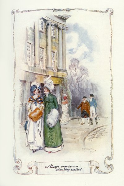 Alltid arm i arm när de gick, 1907 (illustration) av Charles Edmund Brock