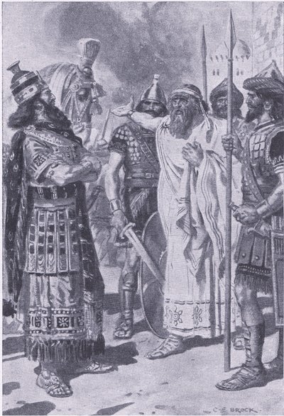 Croesus står i dödens skugga, från My Magazine, pub.1922 (litho) av Charles Edmund Brock