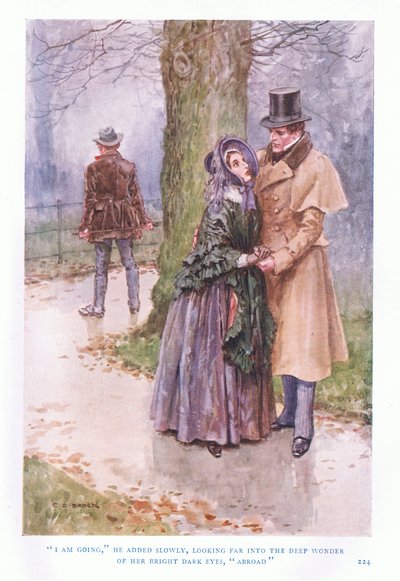 Jag går, sa han långsamt och tittade långt in i hennes ljusa mörka ögons djupa förundran, utomlands. av Charles Edmund Brock